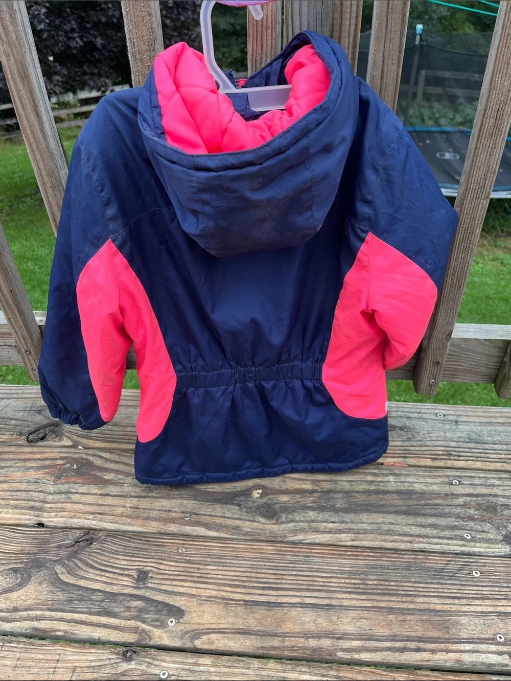 Kids Navy and Pink Hooded Winter Jacket